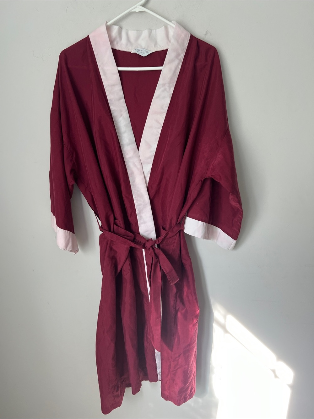 Vintage Christian Dior Monsieur Menโs Belted Red Robe with White Trim ^
